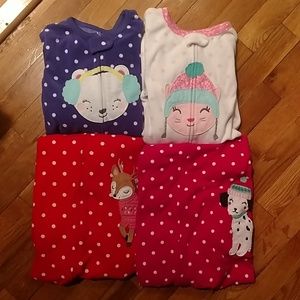 4 pairs carters fleece footie pajamas